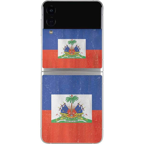 Haiti Flag Distressed Galaxy Z Flip3 5G Skin